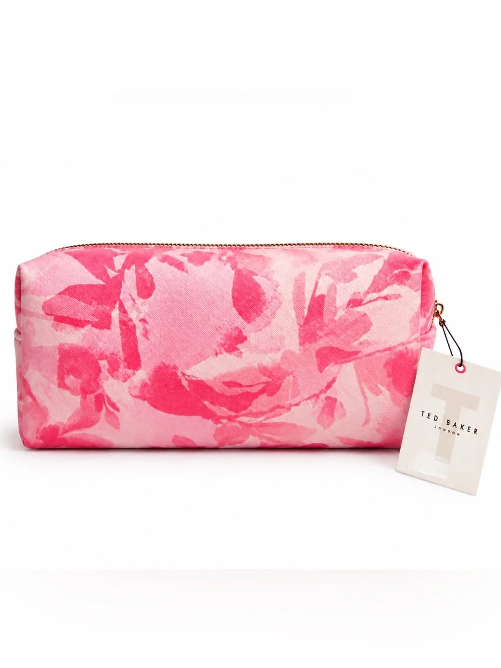 Ted Baker London Pink Floral Cosmetic Makeup Bag Travel Toiletry Case NWT Zip